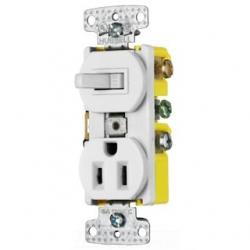 COMBO, 15A SP TOG, 15A 125V RCPT, WH